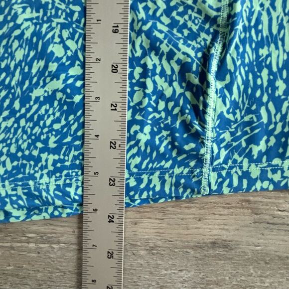 Athleta Vibrant Blue Abstract Retro Design Athletic Long Sleeve Gym Active - Picture 4 of 6